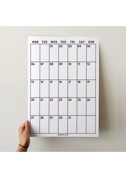 2025 12 Ay Planlayıcı Poster, Organizer Duvar Takvimi (33X48 cm & A4 Spiralli)