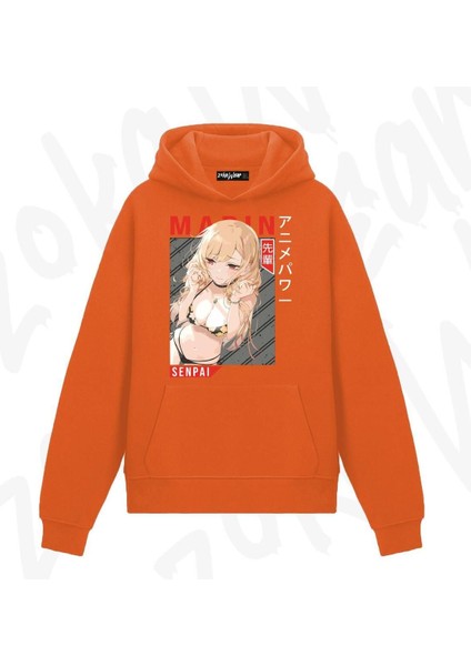 My Dress Up Darling Marin Kitagawa3 Anime Baskılı Turuncu Sweatshirt