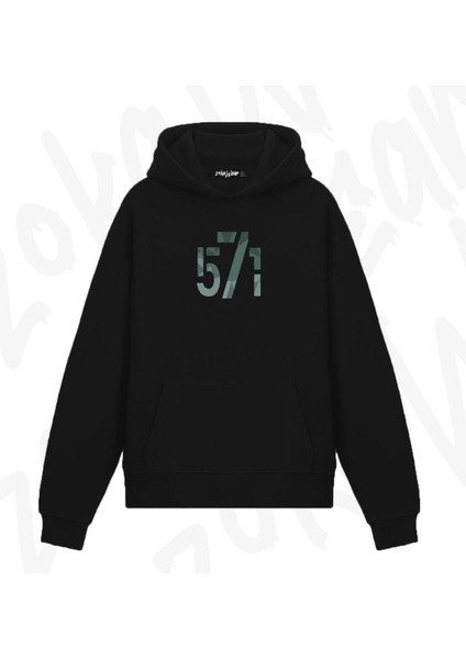 571 Yılı Tasarım Baskılı Kapşonlu Sweatshirt