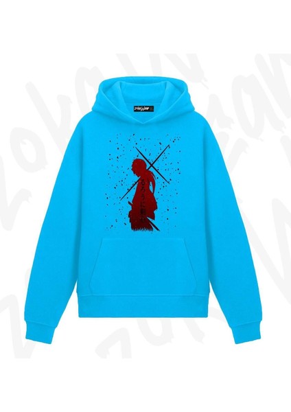 Zoka Wear Rurouni Kenshin Samurai x Battousai Anime Baskılı Mavi Sweatshirt