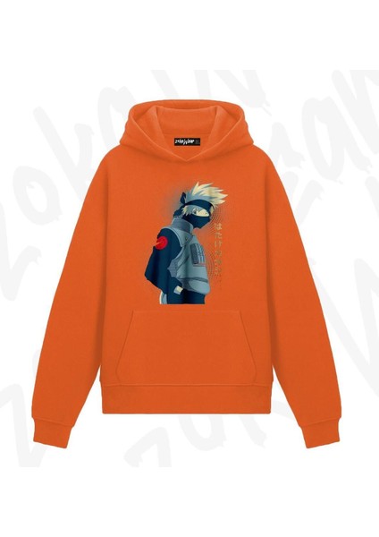 Hatake Kakashi Naruto Karakterii Anime Baskılı Turuncu Sweatshirt