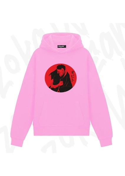 Naruto Obito Anime Baskılı Pembe Sweatshirt