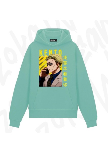 Zoka Wear Jujutsu Kaisen Kento Nanamii Anime Baskılı Su Yeşili Sweatshirt