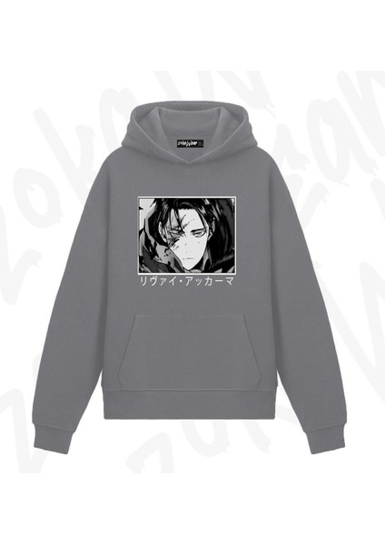 Zoka Wear Attack On Titan Black Levi Ackerman Anime Baskılı Duman Sweatshirt