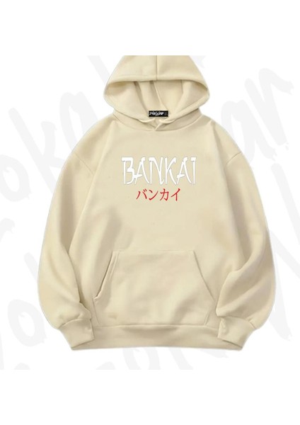 Zoka Wear Bankai Bleach Anime Baskılı Bej Sweatshirt