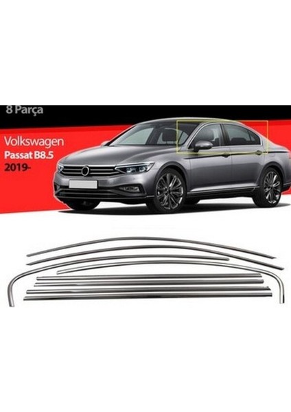 Volkswagen Passat B-8,5 Krom Cam Çerçevesi 8 Parça Paslanmaz Çelik