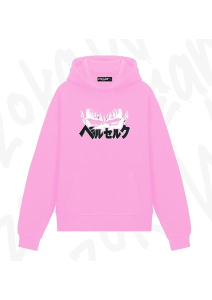 Zoka Wear Berserk Guts Karakter Anime Baskılı Pembe Sweatshirt