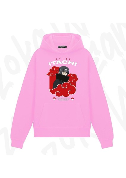 Uchiha Itachi Naruto V9 Anime Baskılı Pembe Sweatshirt