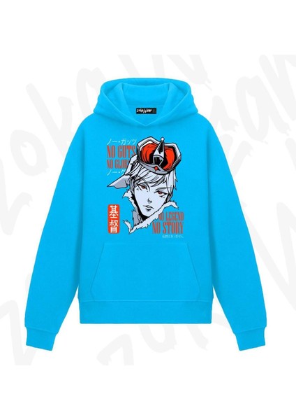 Zoka Wear Manga Çizim Kral Anime Baskılı Mavi Sweatshirt