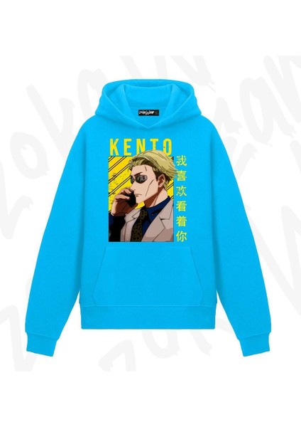 Zoka Wear Jujutsu Kaisen Kento Nanamii Anime Baskılı Mavi Sweatshirt