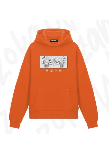 Zoka Wear Jujutsu Kaisen Toge Inumaki Anime Baskılı Turuncu Sweatshirt