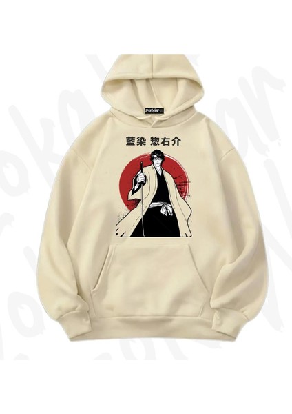 Zoka Wear Aizen V2 Bleach Anime Baskılı Bej Sweatshirt