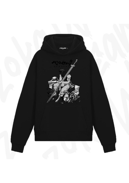 Berserk Guts (Ilk Sezon) Karakter2 Anime Baskılı Siyah Sweatshirt