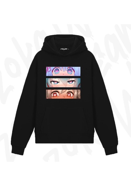 Lewd Eyes Bundle Tasarım Baskılı Kapşonlu Sweatshirt