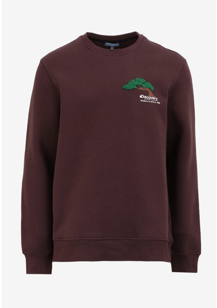 Kahve Erkek Bisiklet Relaxed Fit Nakışlı Sweatshirt D4WM-SWT3276