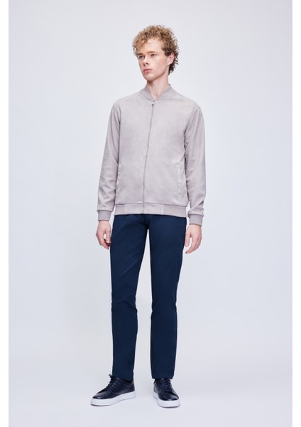 Gri Regular Fit Bomber Yaka Bomber Ceket