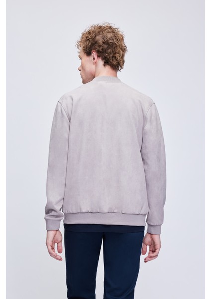 Gri Regular Fit Bomber Yaka Bomber Ceket