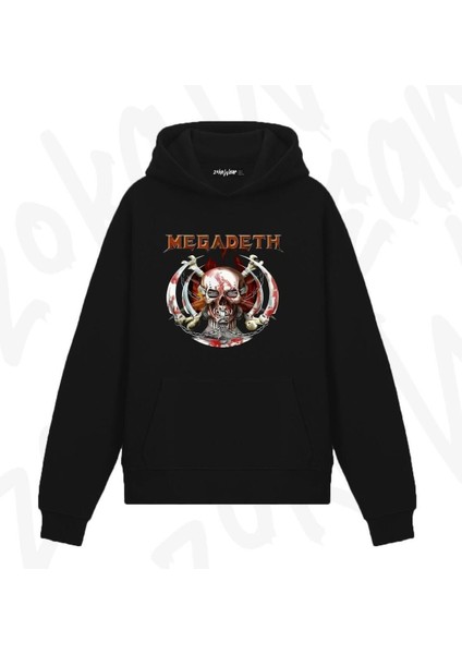 Megadeth V2 Tasarım Baskılı Kapşonlu Sweatshirt