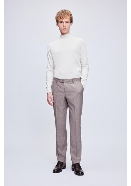 Bej Regular Fit Düz Yarım Balıkçı Yaka Yünlü Triko Kazak fiyatları