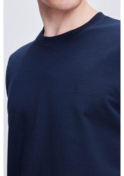 Lacivert Regular Fit Bisiklet Yaka Pamuklu Tişört fırsatları