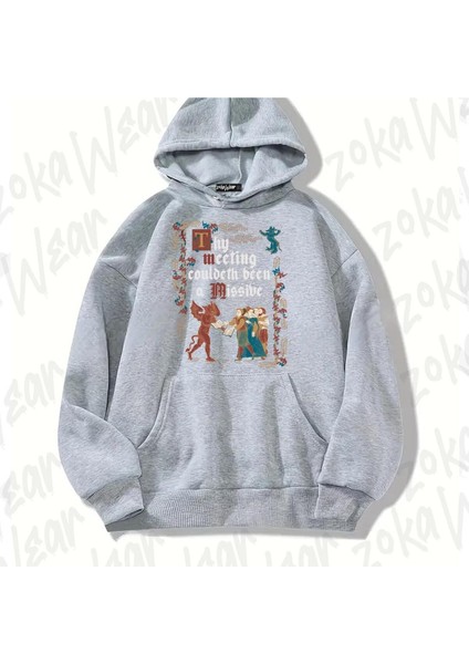 Zoka Wear Gri Could Have Been An Email Medieval Tasarım Baskılı Kapşonlu Sweatshirt