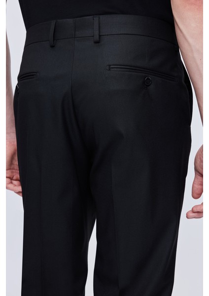 Siyah Regular Fit Kruvaze Klasik Takım Elbise