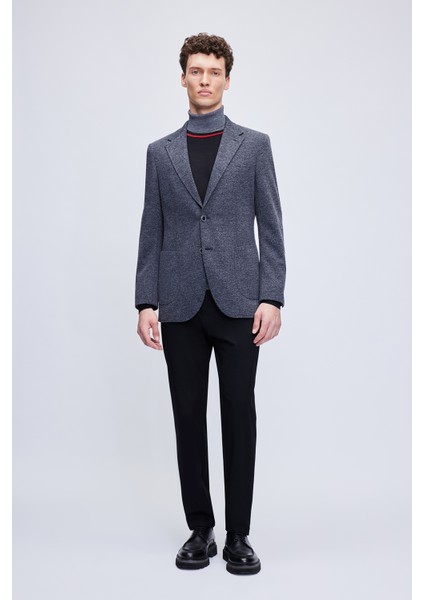 Lacivert Slim Fit Desenli Mono Yaka Klasik Ceket fiyatları