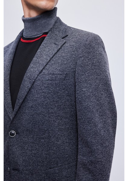 Lacivert Slim Fit Desenli Mono Yaka Klasik Ceket fırsatları