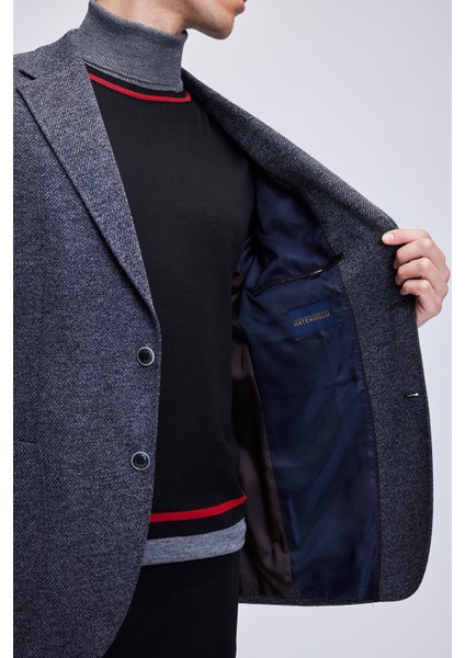 Lacivert Slim Fit Desenli Mono Yaka Klasik Ceket indirimleri