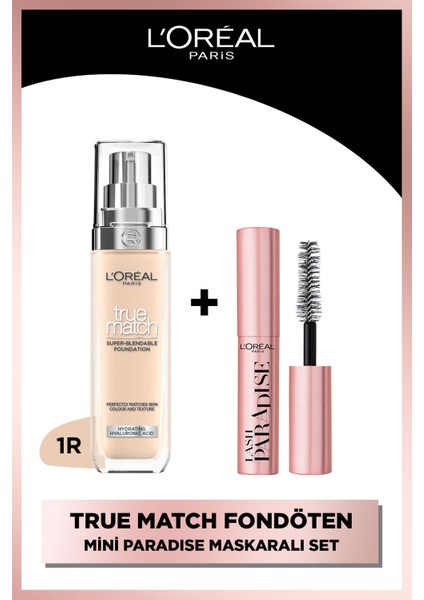 True Match Bakım Yapan Fondöten - 1.R/1.C Soğuk Alt Ton + Paradise Mini Maskara