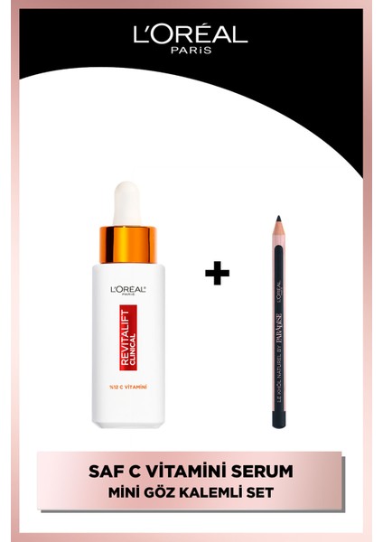 Revitalift Clinical %12 Saf C Vitamini Aydınlatıcı, Ton Eşitleyici, Gözenek Karşıtı Serum 30 Ml + Paradise Le Khol Mini Göz Kalemi