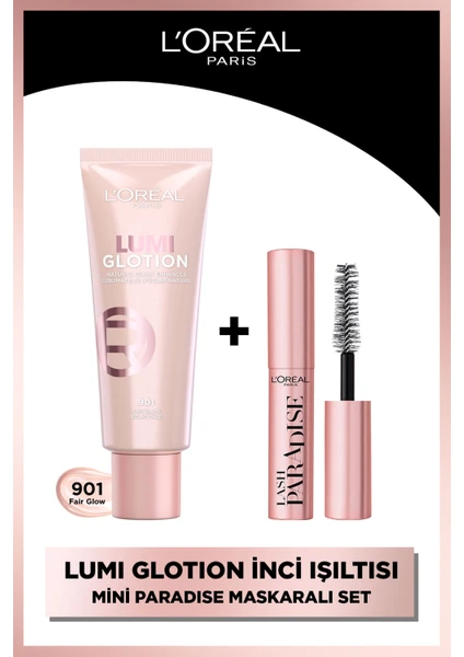 L'oréal Paris Glotion All-In-One Doğal Işıltı 901 - Fair Glow 40 Ml + Paradise Mini Maskara