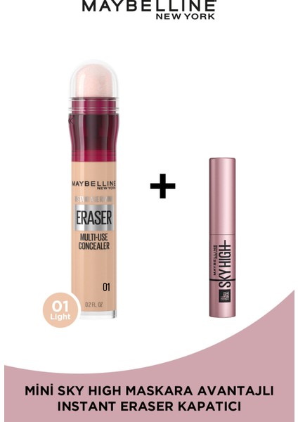 Instant Anti Age Eraser Kapatıcı - 01 Light + Sky High Mini Maskara