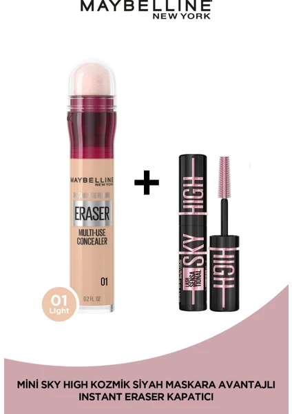 Maybelline New York Instant Anti Age Eraser Kapatıcı - 01 Light + Sky High Cosmic Mini Maskara