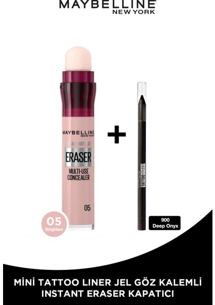 Maybelline New York Instant Anti Age Eraser Kapatıcı- 05 Brighten + Tat Liner Gel Pencil Göz Kalemi Mini