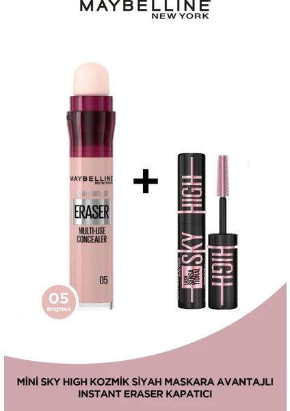 Maybelline New York Instant Anti Age Eraser Kapatıcı- 05 Brighten + Sky High Cosmic Mini Maskara