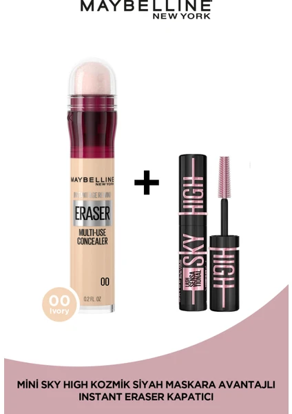 Maybelline New York Instant Anti Age Eraser Kapatıcı - 00 Ivory + Sky High Cosmic Mini Maskara