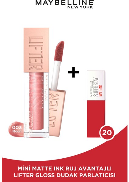 Lifter Gloss Nemlendirici Dudak Parlatıcısı - 003 Moon + Mini Matte Ink Likit Mat Ruj - 20 Pioneer