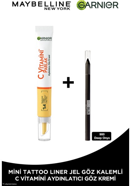 C Vitamini Parlak Aydınlatıcı Göz Kremi 15ml + Tat Liner Gel Pencil Göz Kalemi Mini