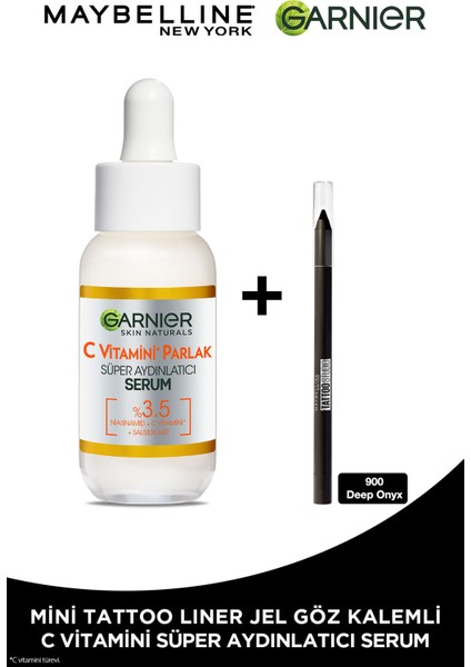 C Vitamini Parlak Süper Aydınlatıcı Serum 30ml + Tat Liner Gel Pencil Göz Kalemi Mini