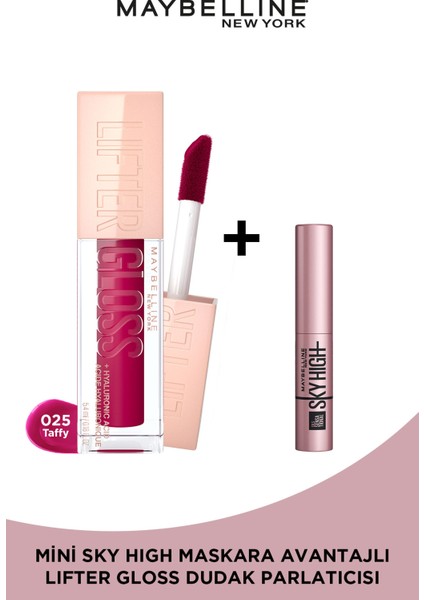 Lifter Gloss Nemlendirici Dudak Parlatıcısı- 25 Taffy + Sky High Mini Maskara