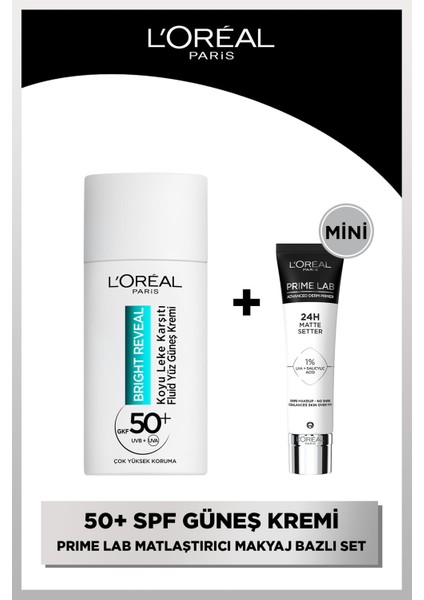 Bright Reveal Spf 50+ Koyu Leke Karşıtı Fluid Günlük Yüz Güneş Kremi 50ml + Prime Lab Matte Mini