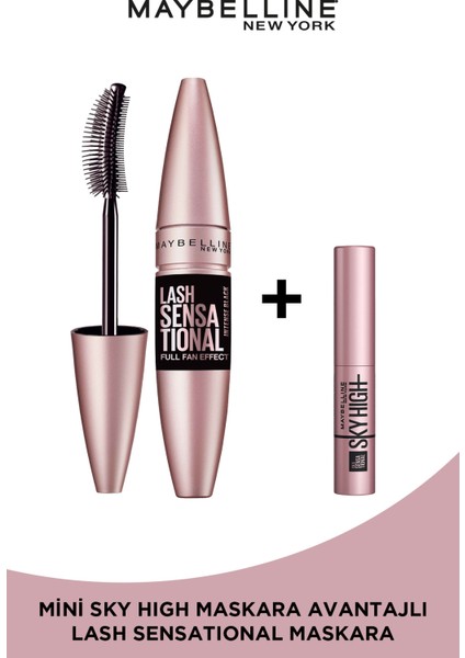 Lash Sensational Yelpaze Etkili Intense Black Maskara - Ekstra Siyah + Sky High Mini Maskara