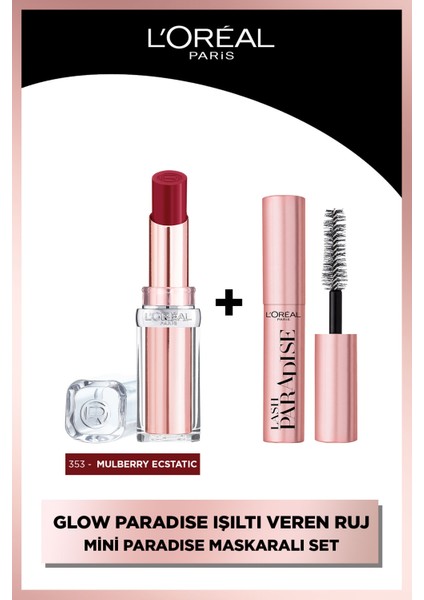 Glow Paradise Balm-In-Lipstick - Işıltı Veren Ruj 353 Mulberry Ecstatic + Paradise Mini Maskara