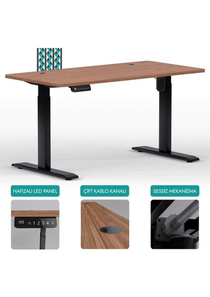 O-Flex Tek Motorlu Elektrikli Yükseklik Ayarlı Masa - 140x70 - Bambu