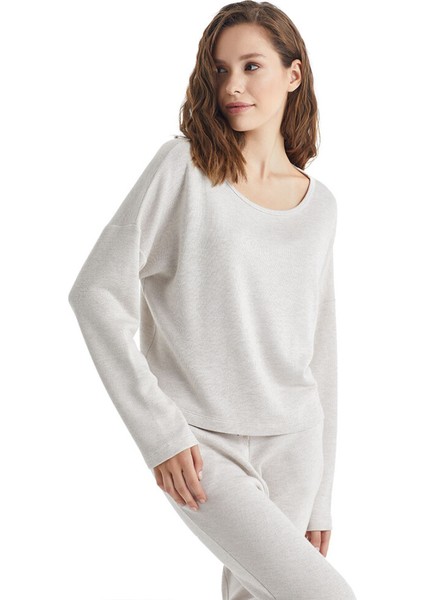 Kadın T-Shirt 60325 - Bej Melanj