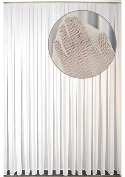 Tül Perde Ekru Düz Zigzag Desen Sık Pile 1 Adet 100x260 cm Kalite