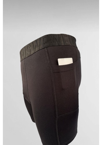 Siyah Gizli Cepli Erkek Uzun Boxer