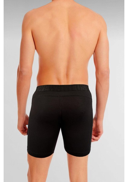 Siyah Gizli Cepli Erkek Uzun Boxer