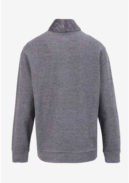 Gri Melanj Erkek Dik Yaka Relaxed Fit Sweatshirt D4WM-SWT3285